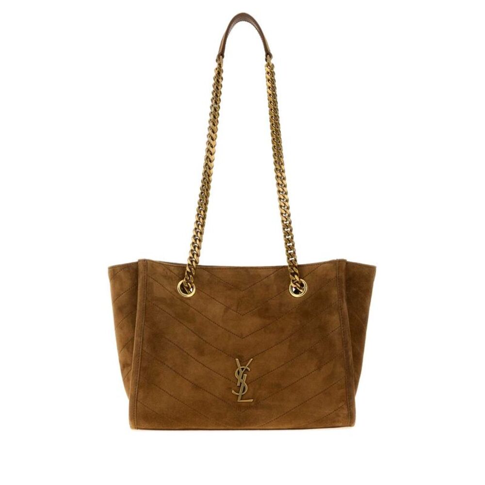 Saint Laurent Women Camel Suede Small Niki Shoulder Bag
